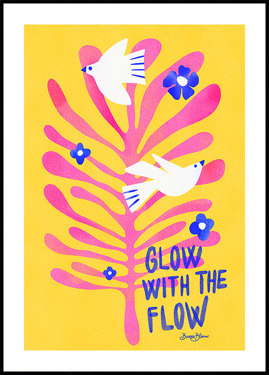 Vogels - Glow with the Flow roze poster