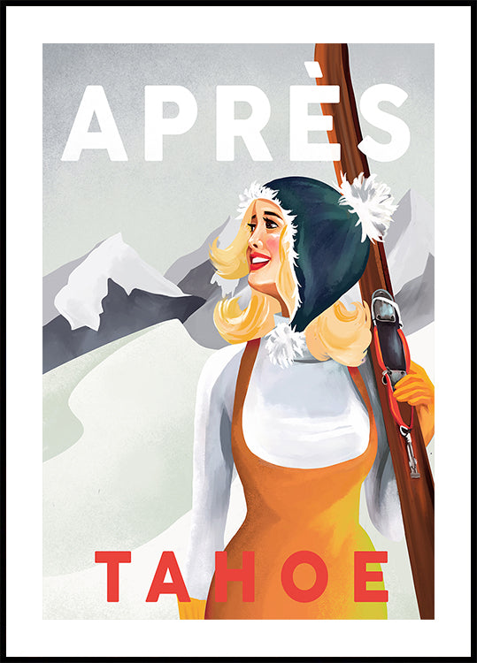 Après-ski Lake Tahoe Vintage Pin-Up kunstposter