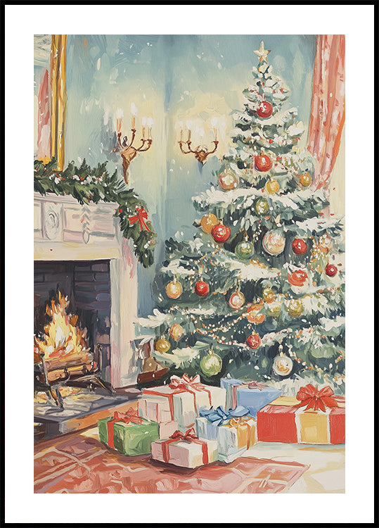 Kerst woonkamer poster