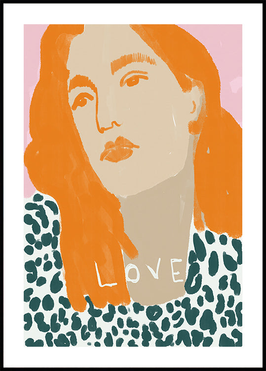 Portret van een vrouw met oranje haarposter