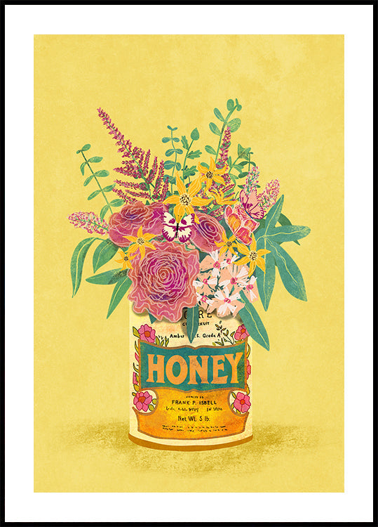 Bloemen in een vintage honingblikje
