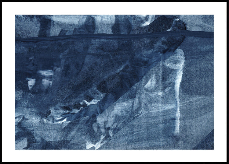 Blauwe textuur vloeiende verticale lijnen Poster