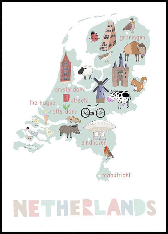 Nederland Illustratie door kunstenaar Carla Daly Poster