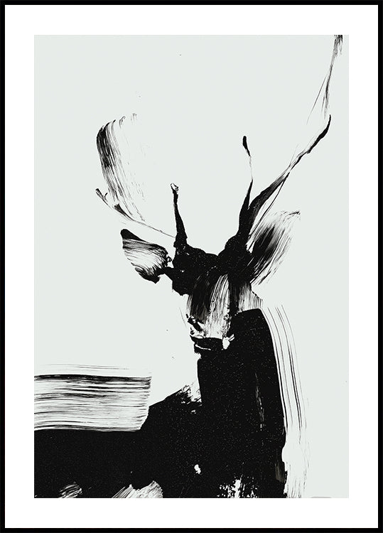 Penseelstreek Herten In Poster