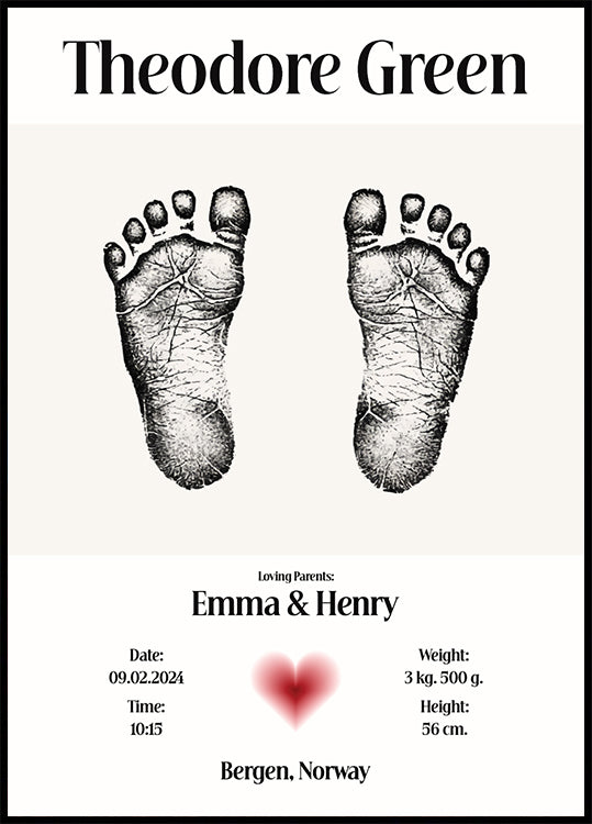 Baby voetafdruk persoonlijke poster