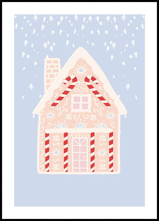 Blauwe peperkoek huis Poster