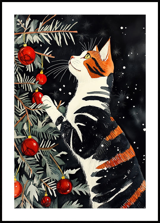 Katten zijn dol op de kerstboomposter