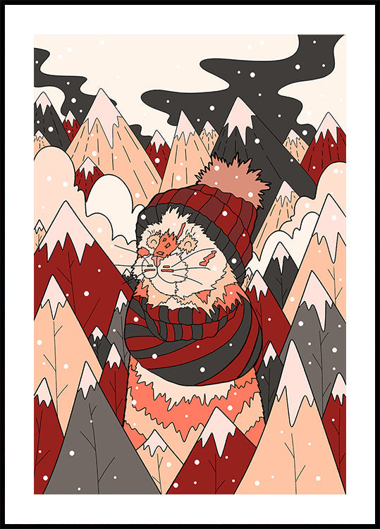 Gezellige winterkatposter