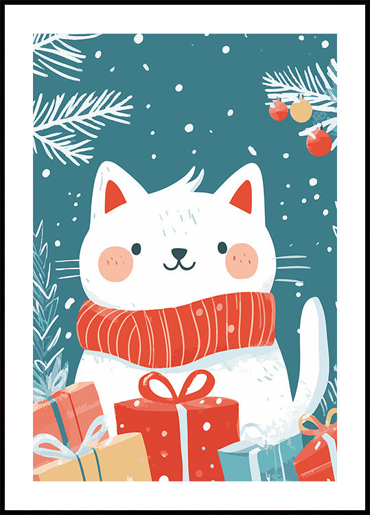 Kerst kattenposter