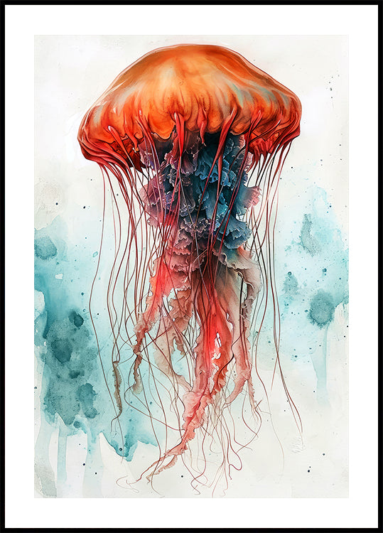 Dierlijke aquarel kunst Medusa zee leven poster
