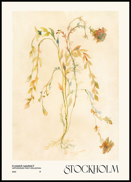 Collectie aquarelprints. Bloemenmarkt - Stockholm