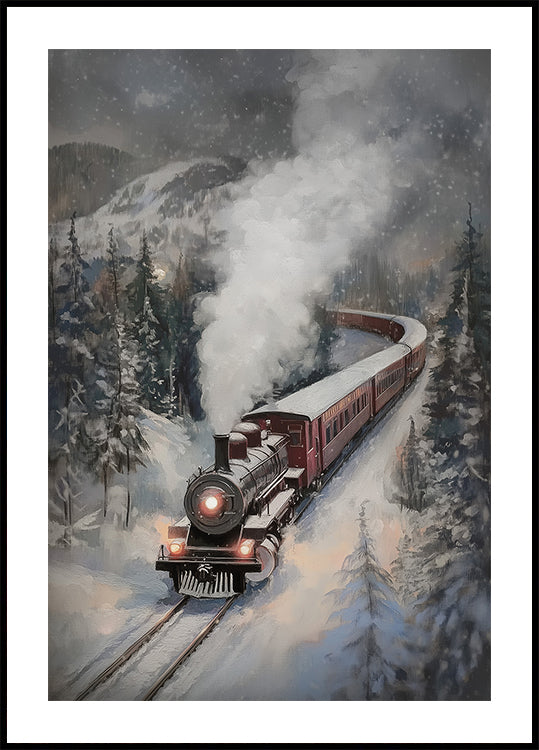Sneeuwval stoomtrein Poster