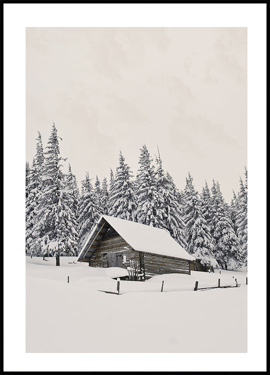 Cabin In Snow Plakat - Posterbox.dk