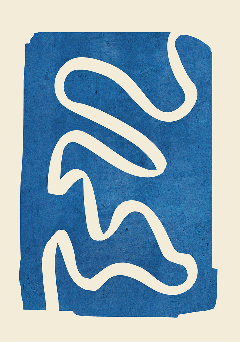 Geometrische abstracte minimale blauwe poster