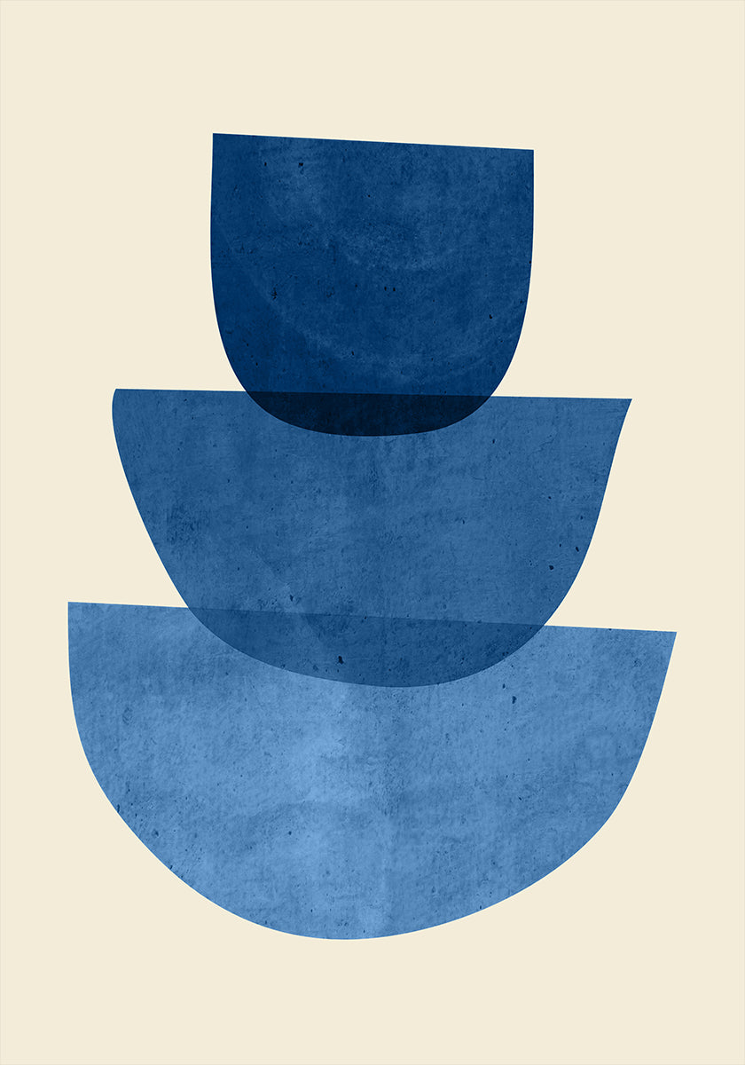 Geometrische abstracte vormen blauwe poster