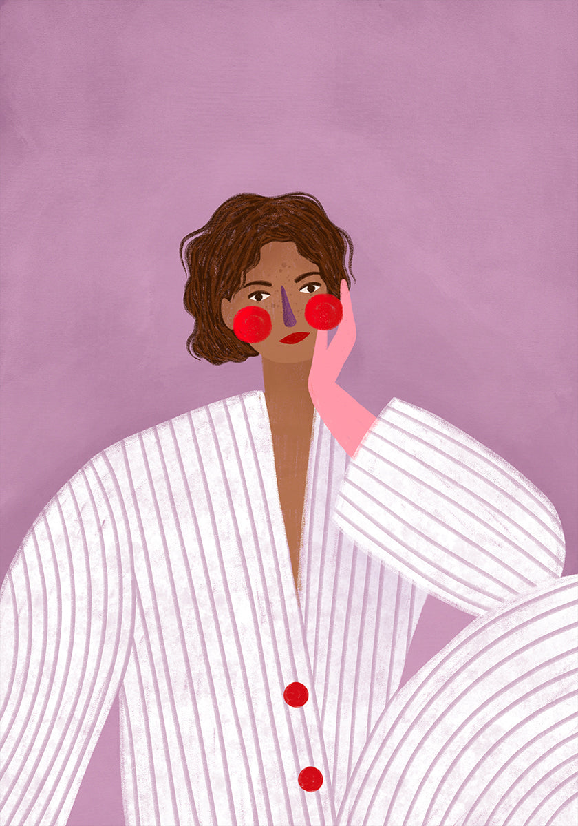 De vrouw met de roze handschoenposter