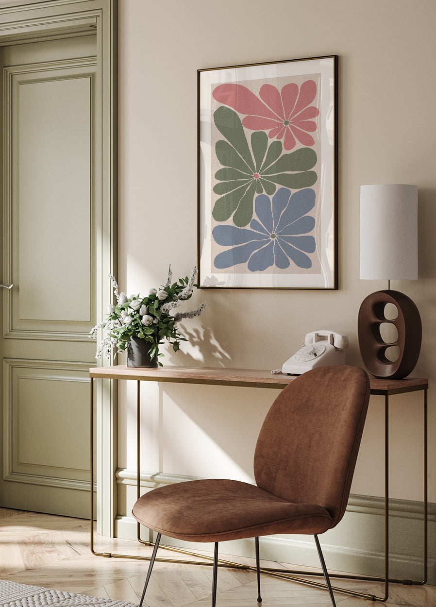 Poster met drie bloemen - Posterbox.dk