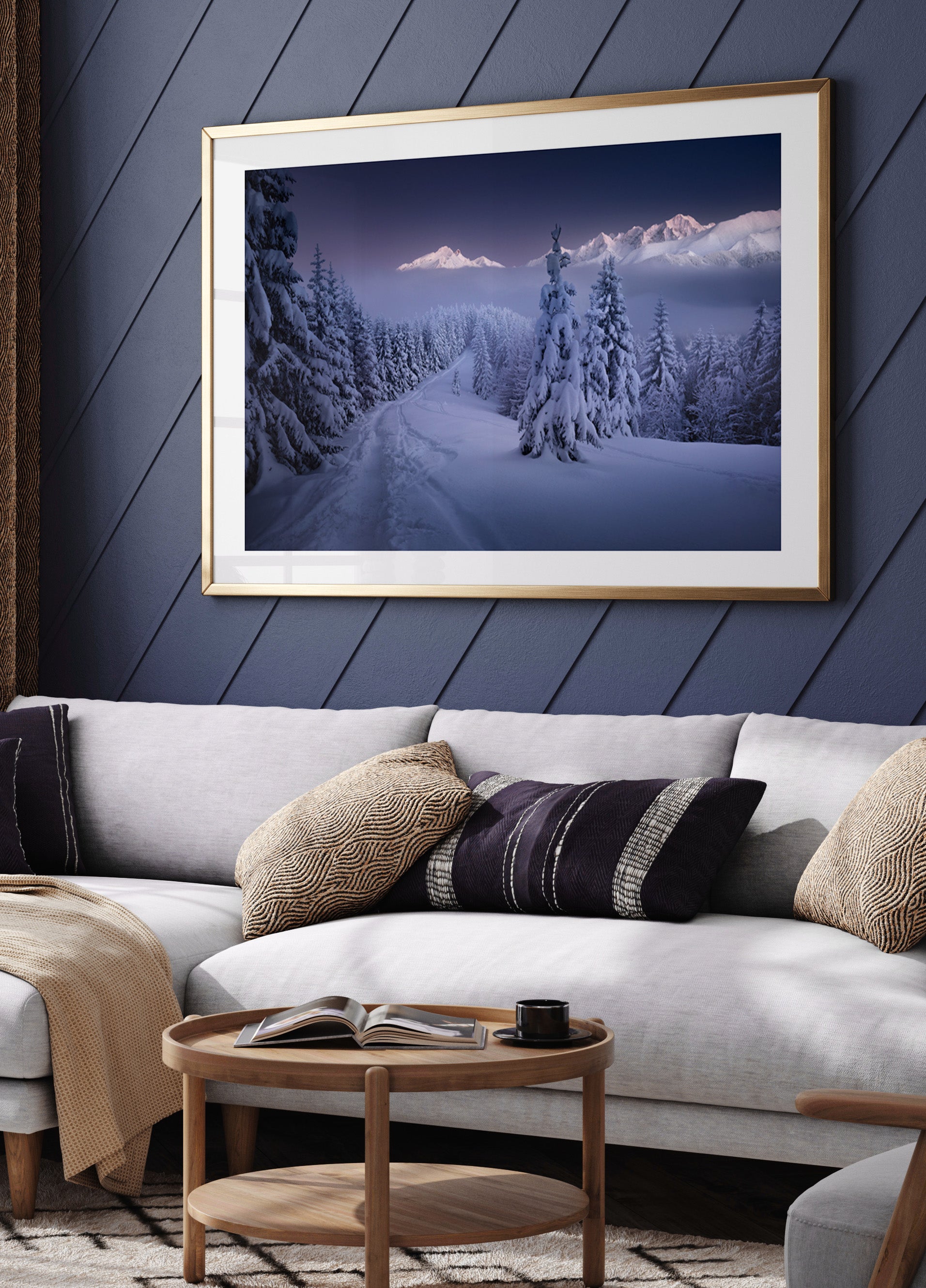 Winter bos bergpad