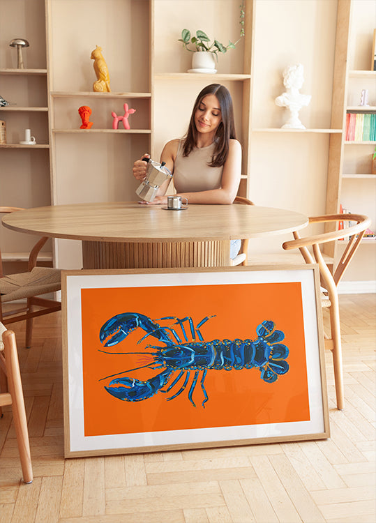 Lobster On Orange Plakat - Posterbox