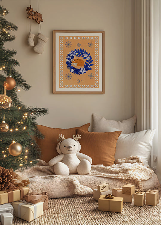 Folk Winter Fox Plakat - Posterbox