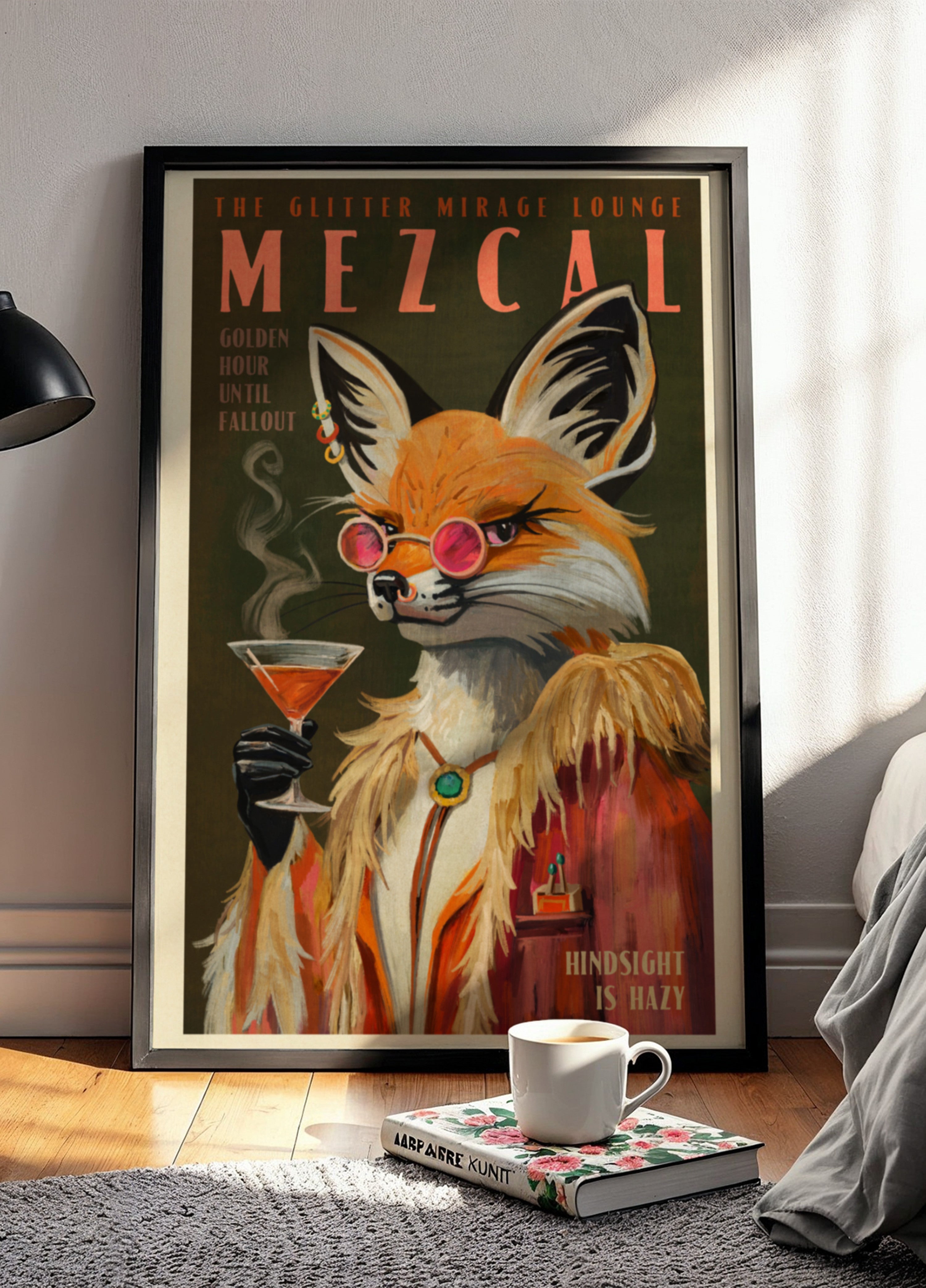 Mezcal Fox-print. Vintage alcoholposters en cocktaildecor