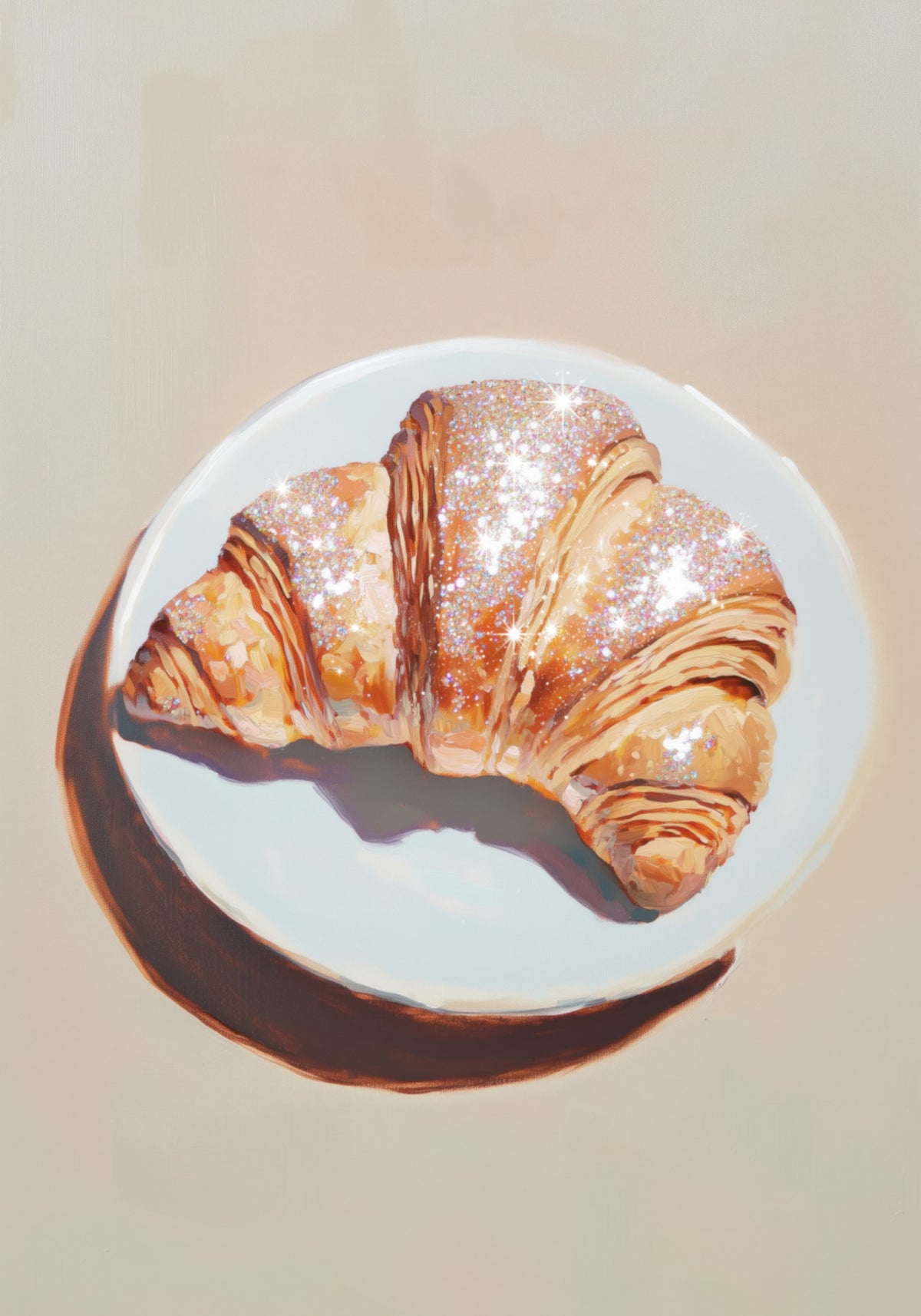Sprankelende croissant op een bord
