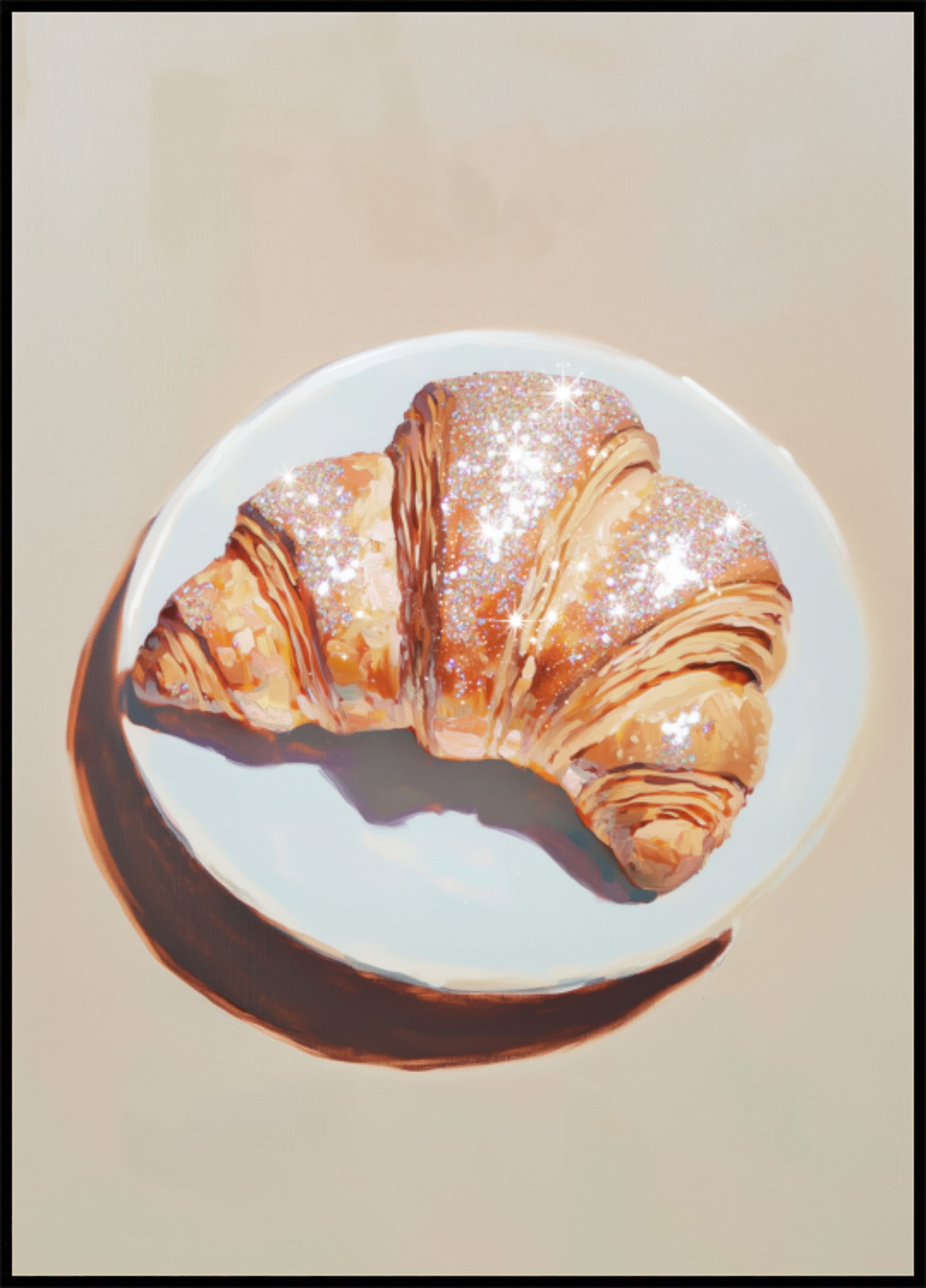 Sprankelende croissant op een bord