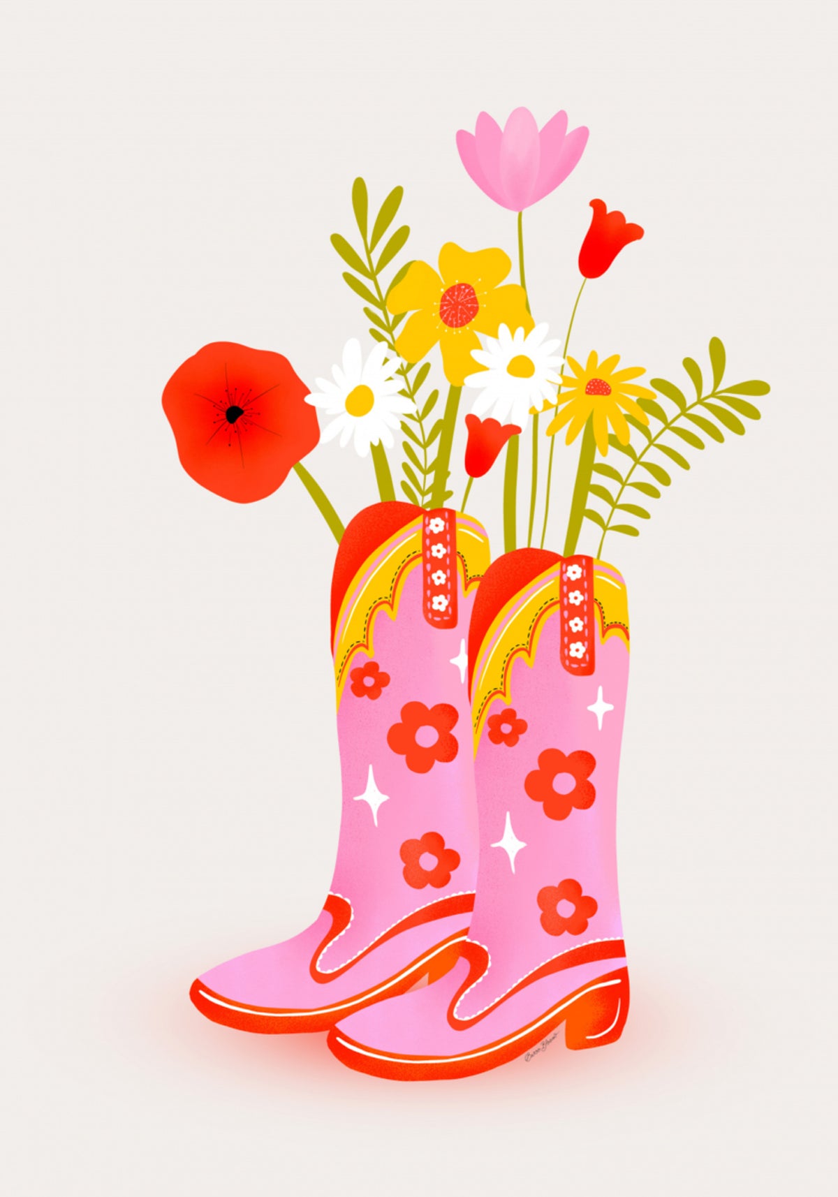 Roze Cowboylaarzen Bloemen