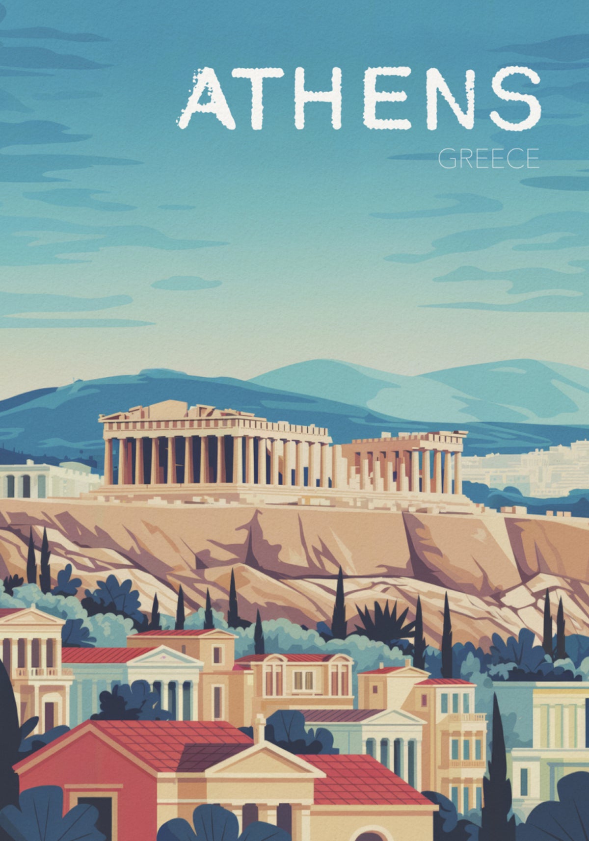 Uitzicht op de Akropolis van Athene