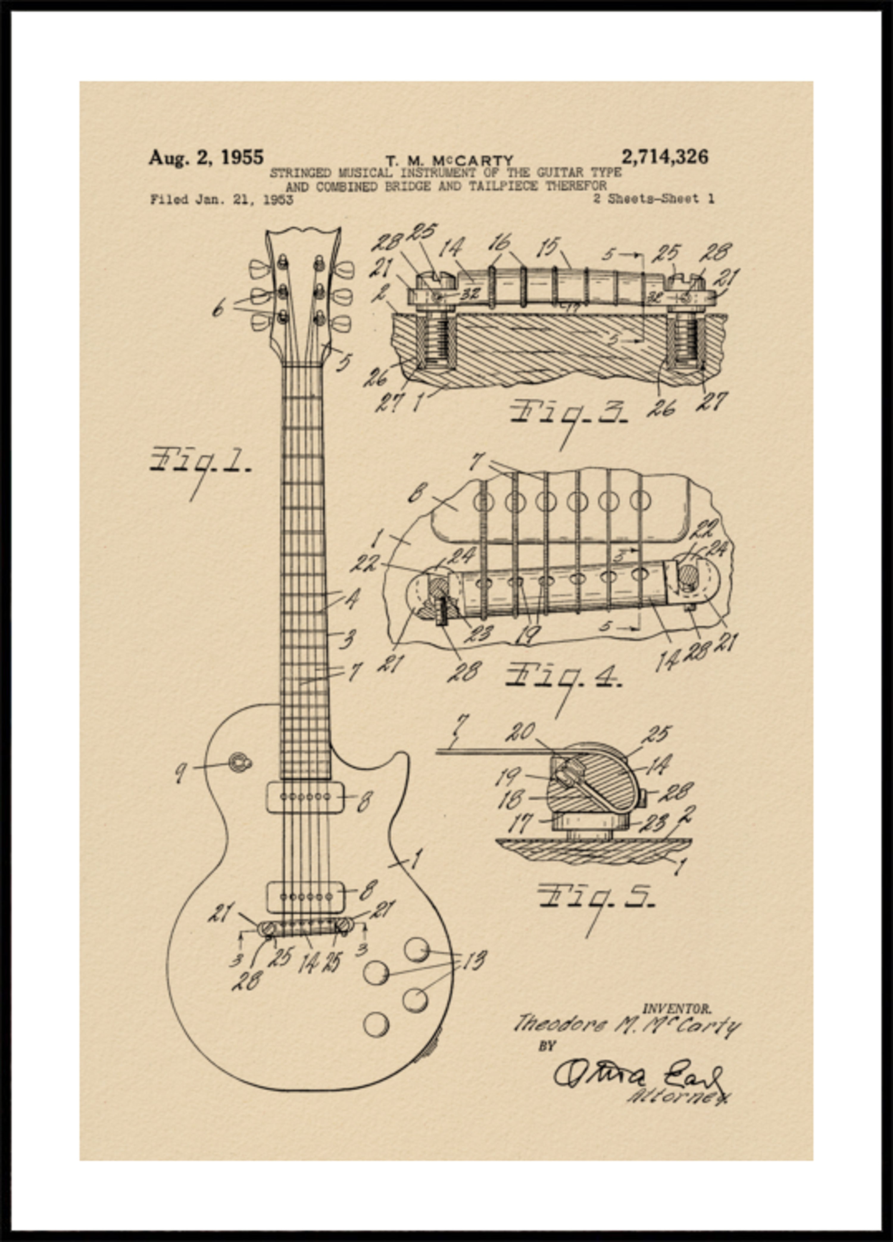Vintage gitaar patent tekening