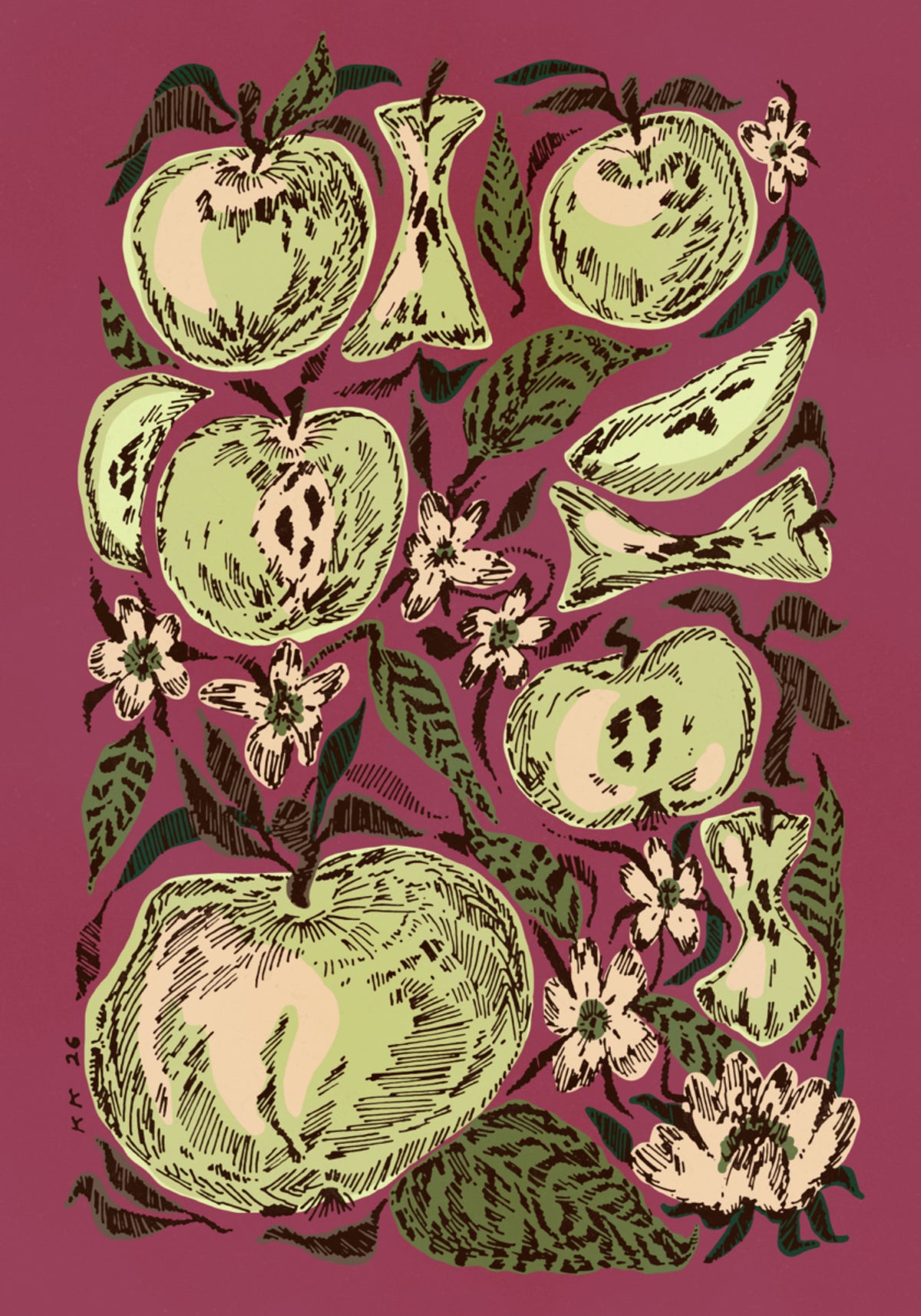 Groene appels en bloesems