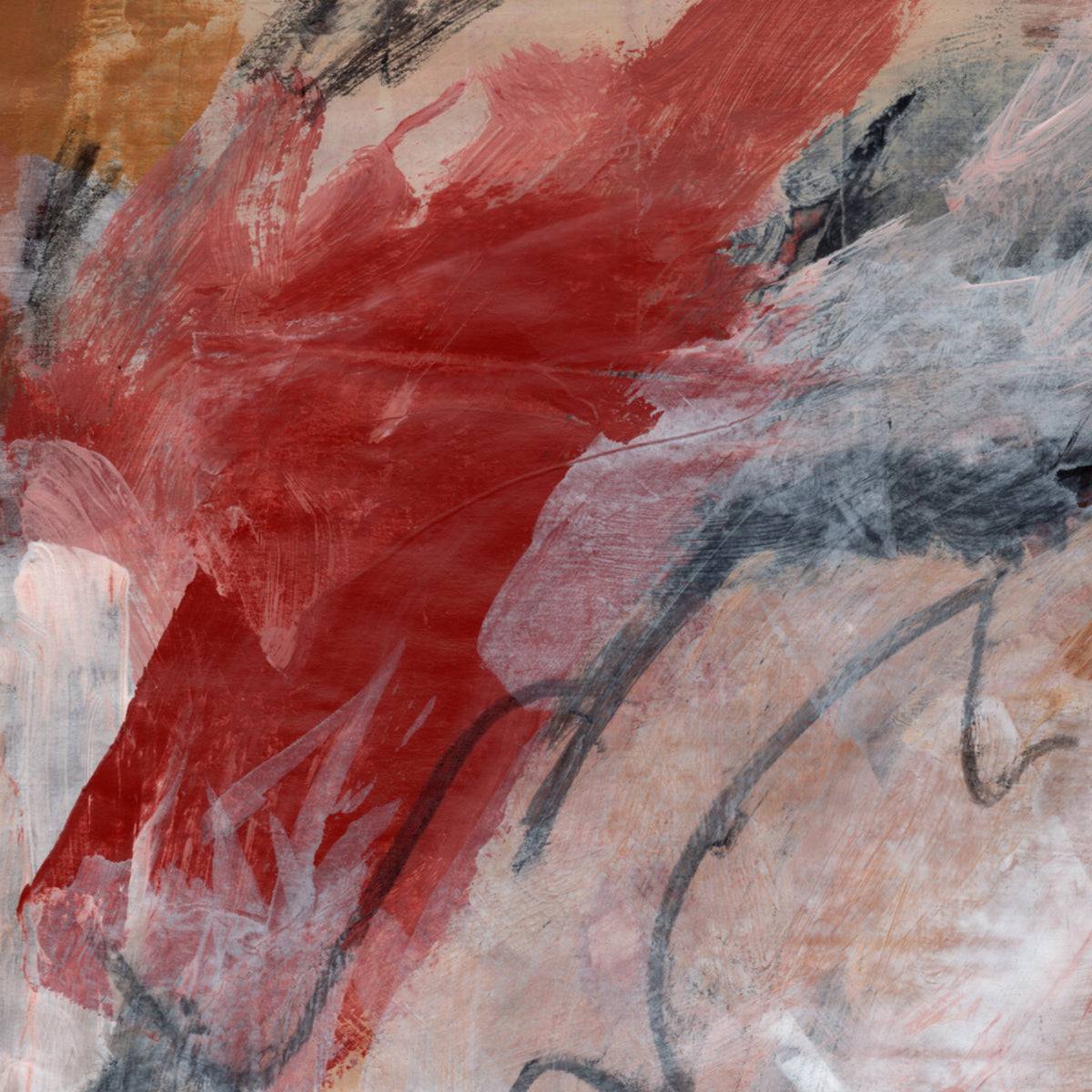 Rode abstracte penseelstreken