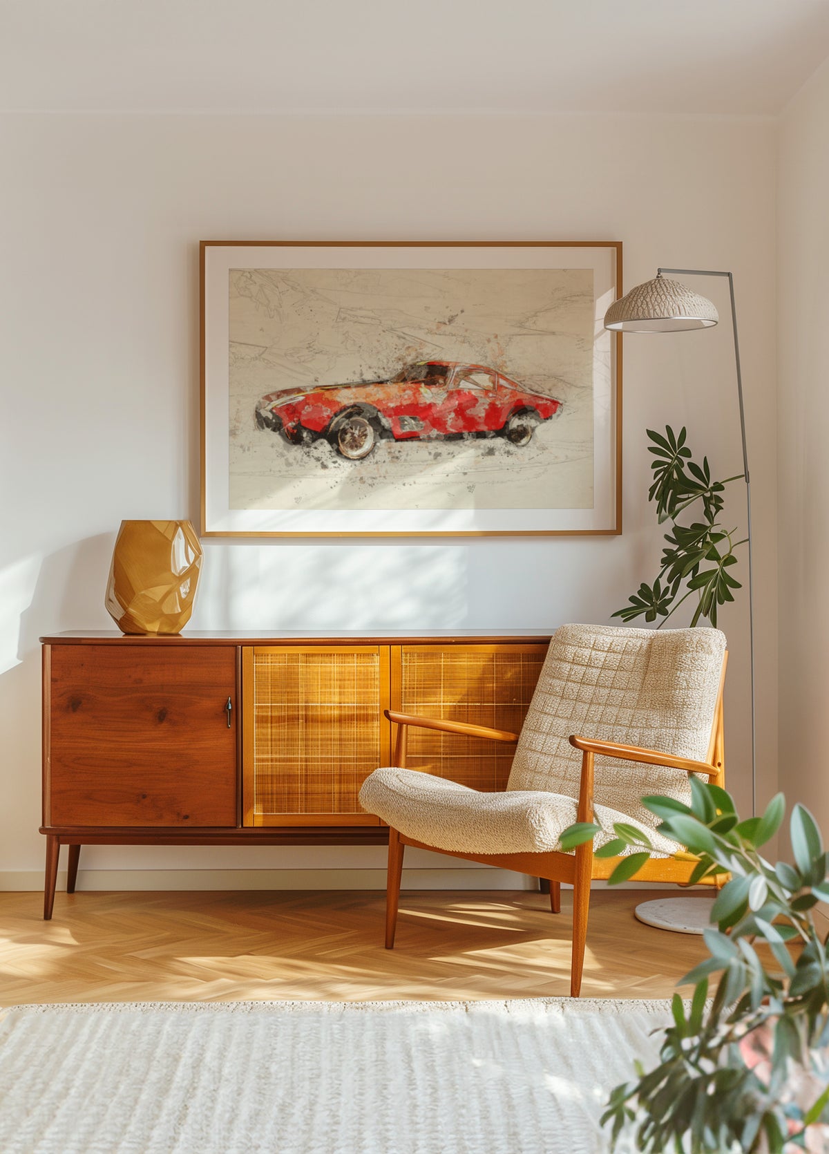 Klassieke rode auto schets