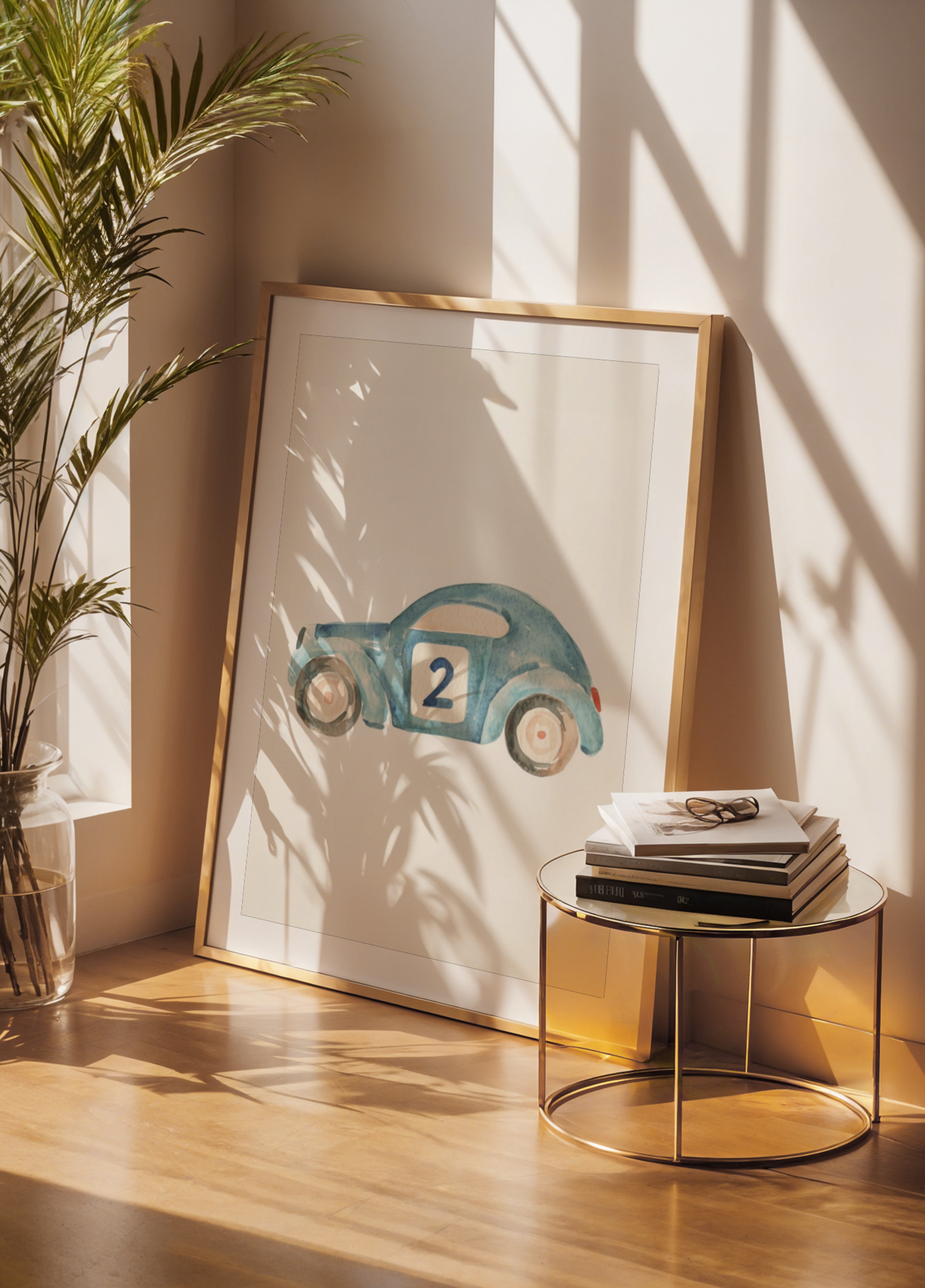 Leuke blauwe raceauto