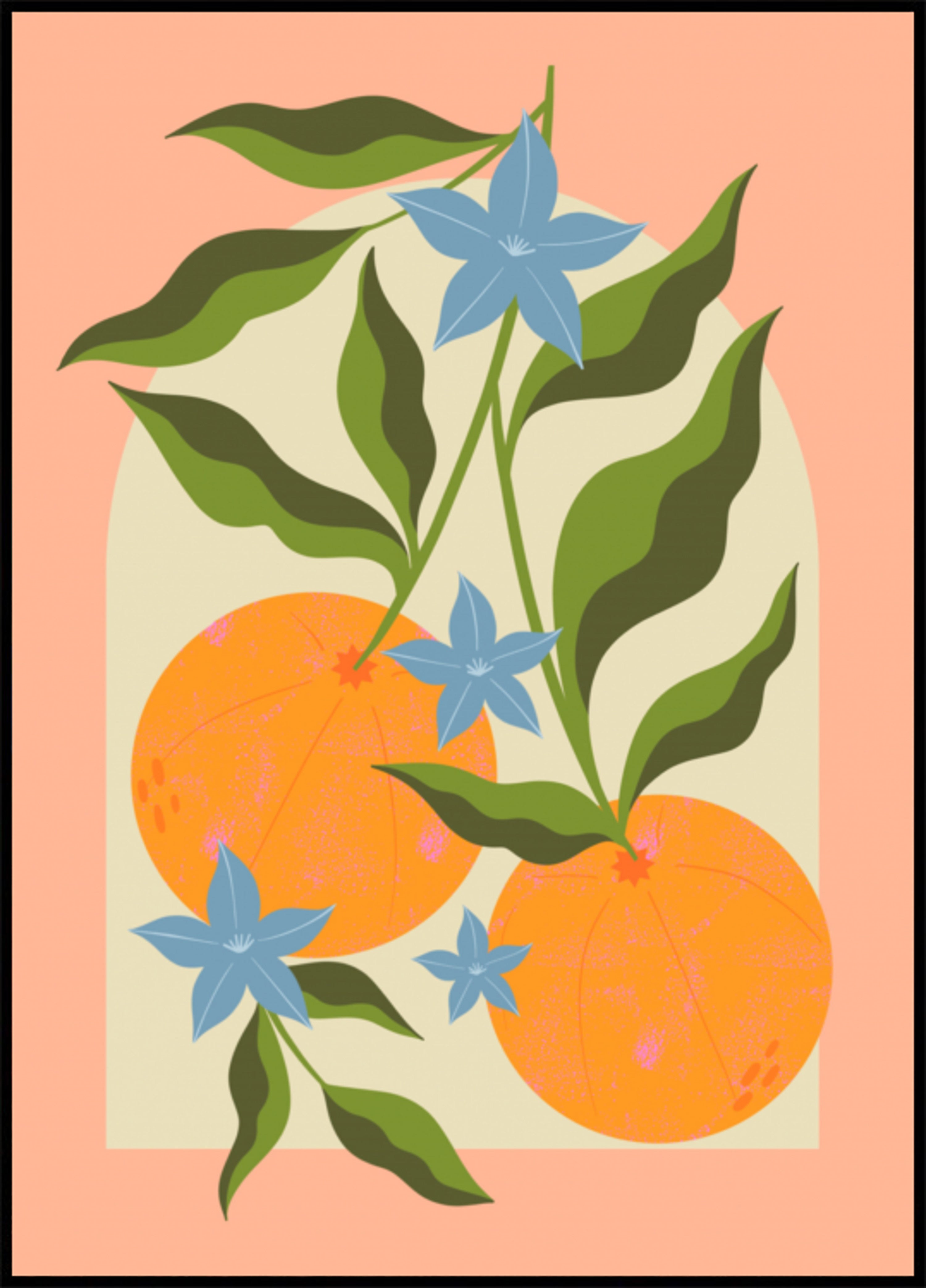 Oranje tak met bloemen