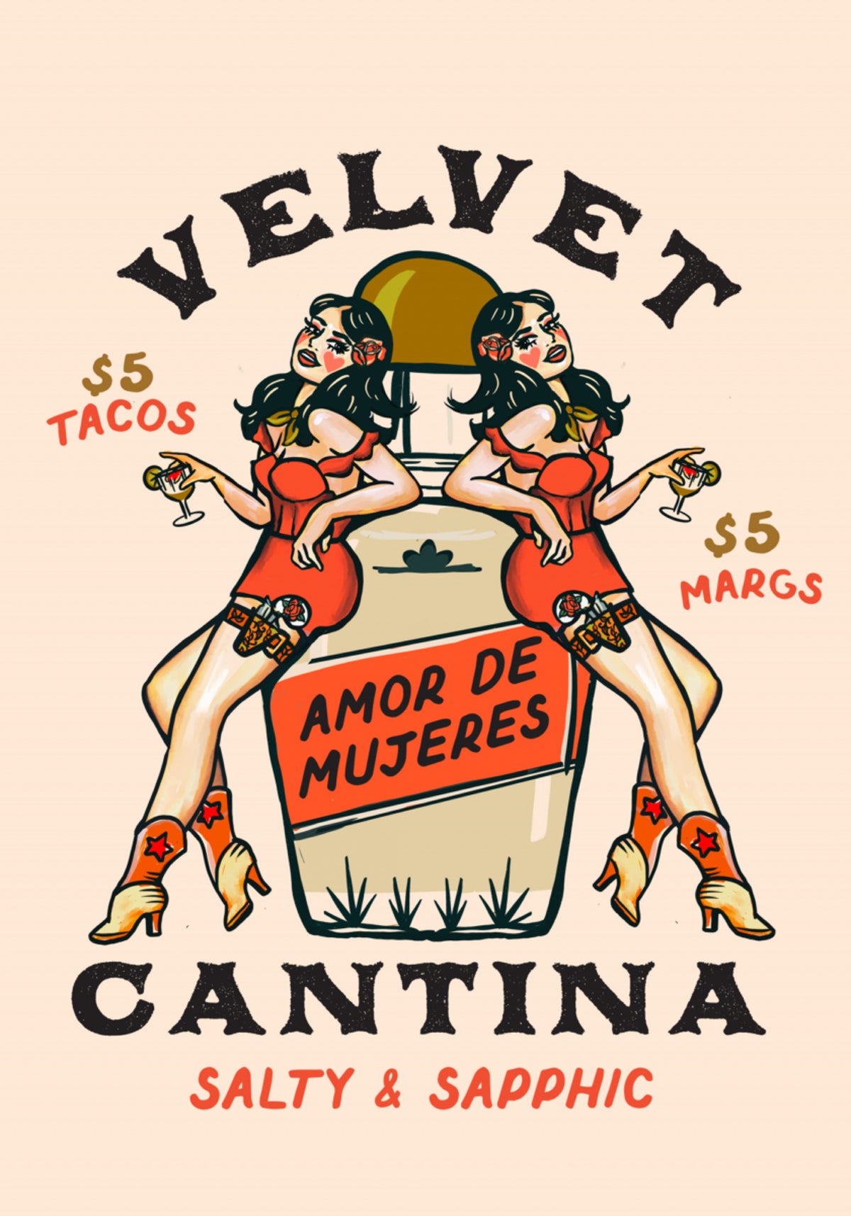 Velvet Cantina Bar met Mexicaans eten, taco's en Margarita