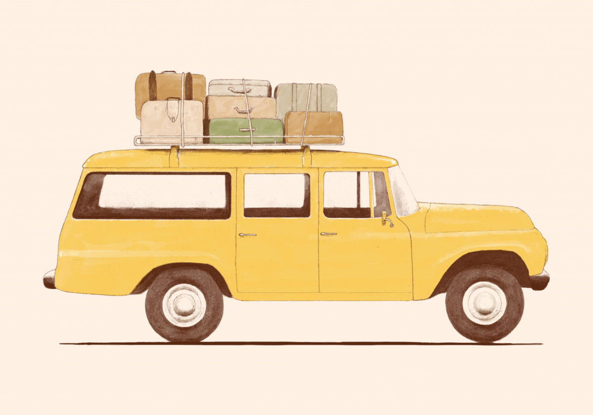 Vintage auto op roadtrip