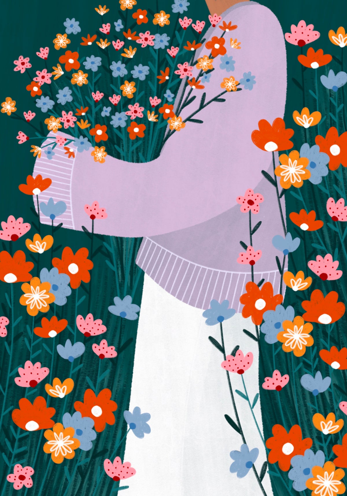 Gelukkige vrouw met bloemen