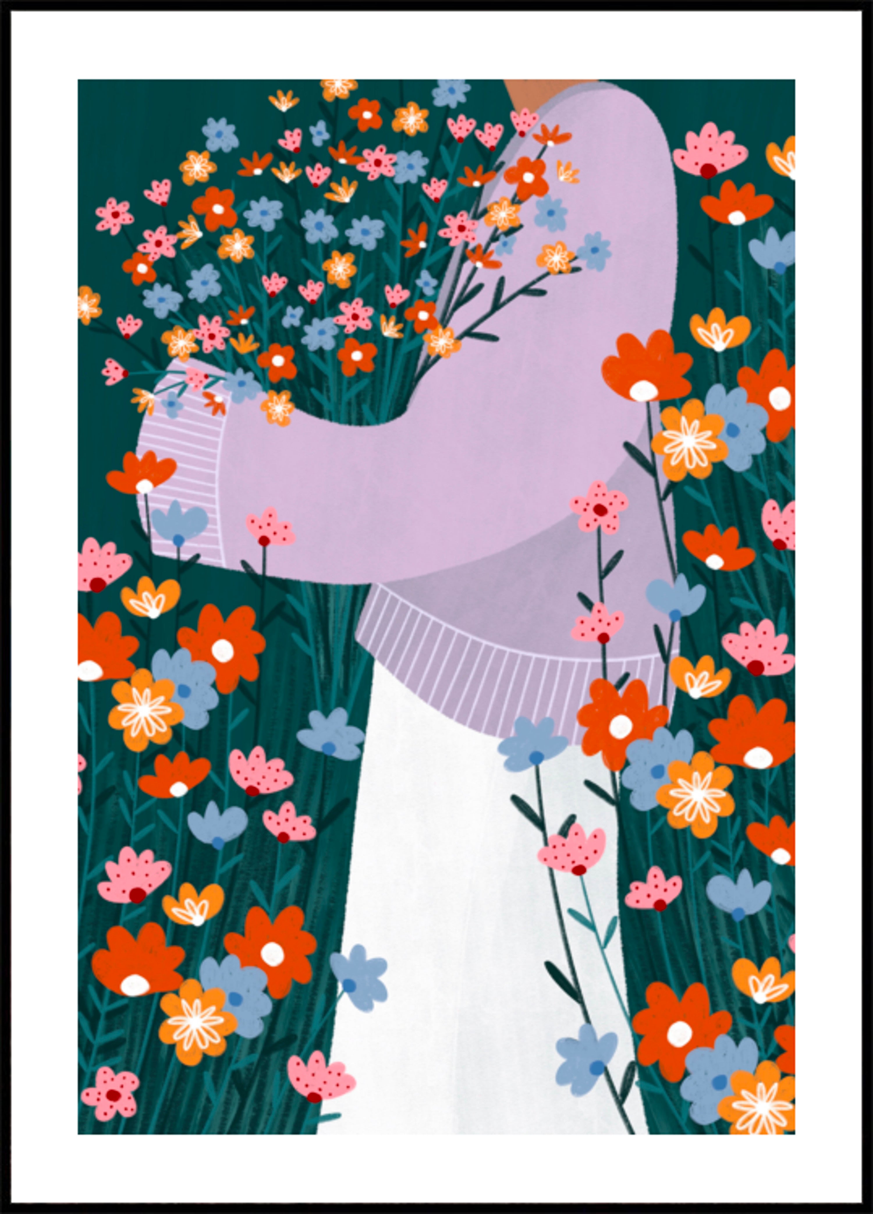 Gelukkige vrouw met bloemen