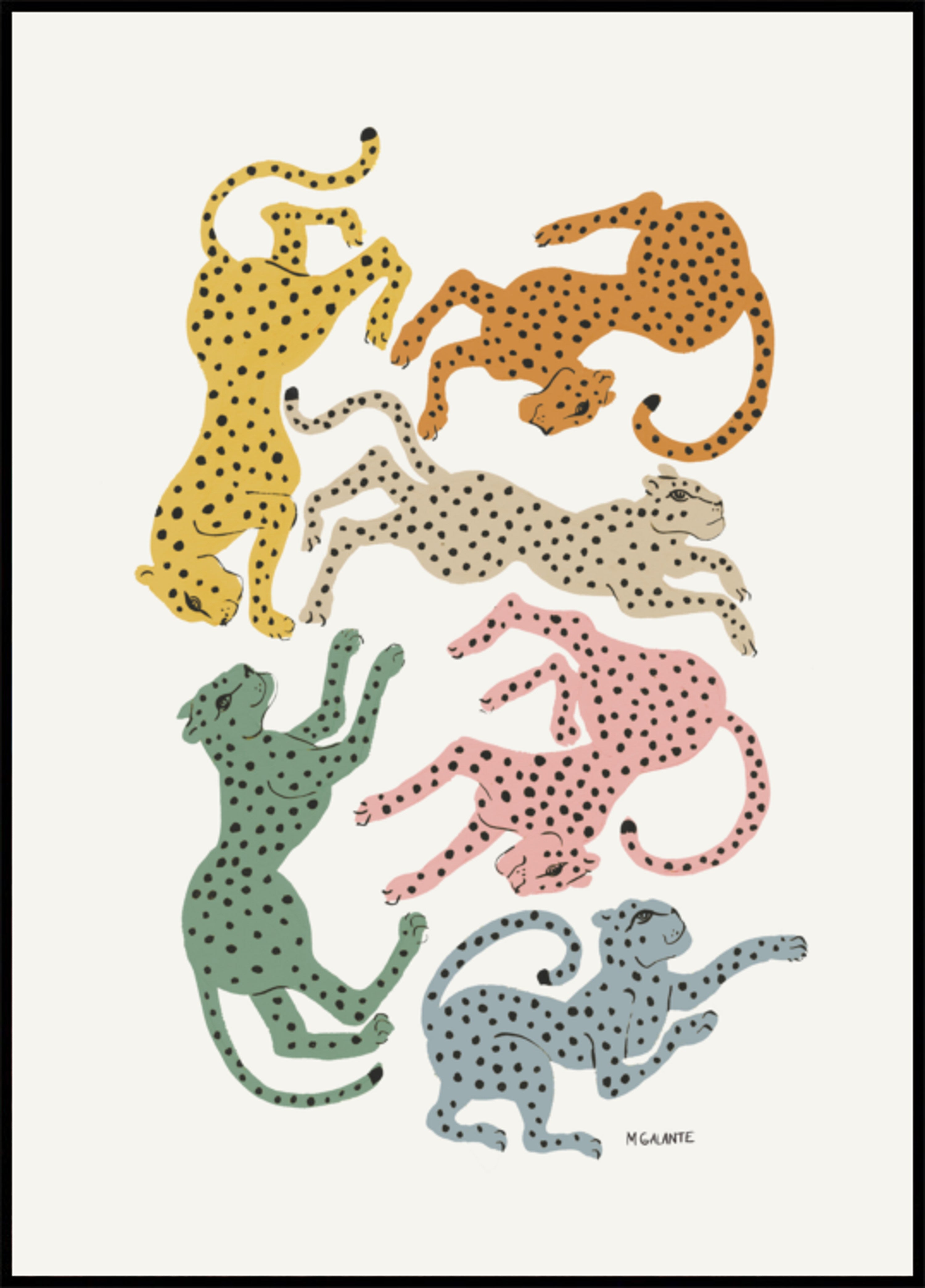 Kleurrijke dansende cheeta's