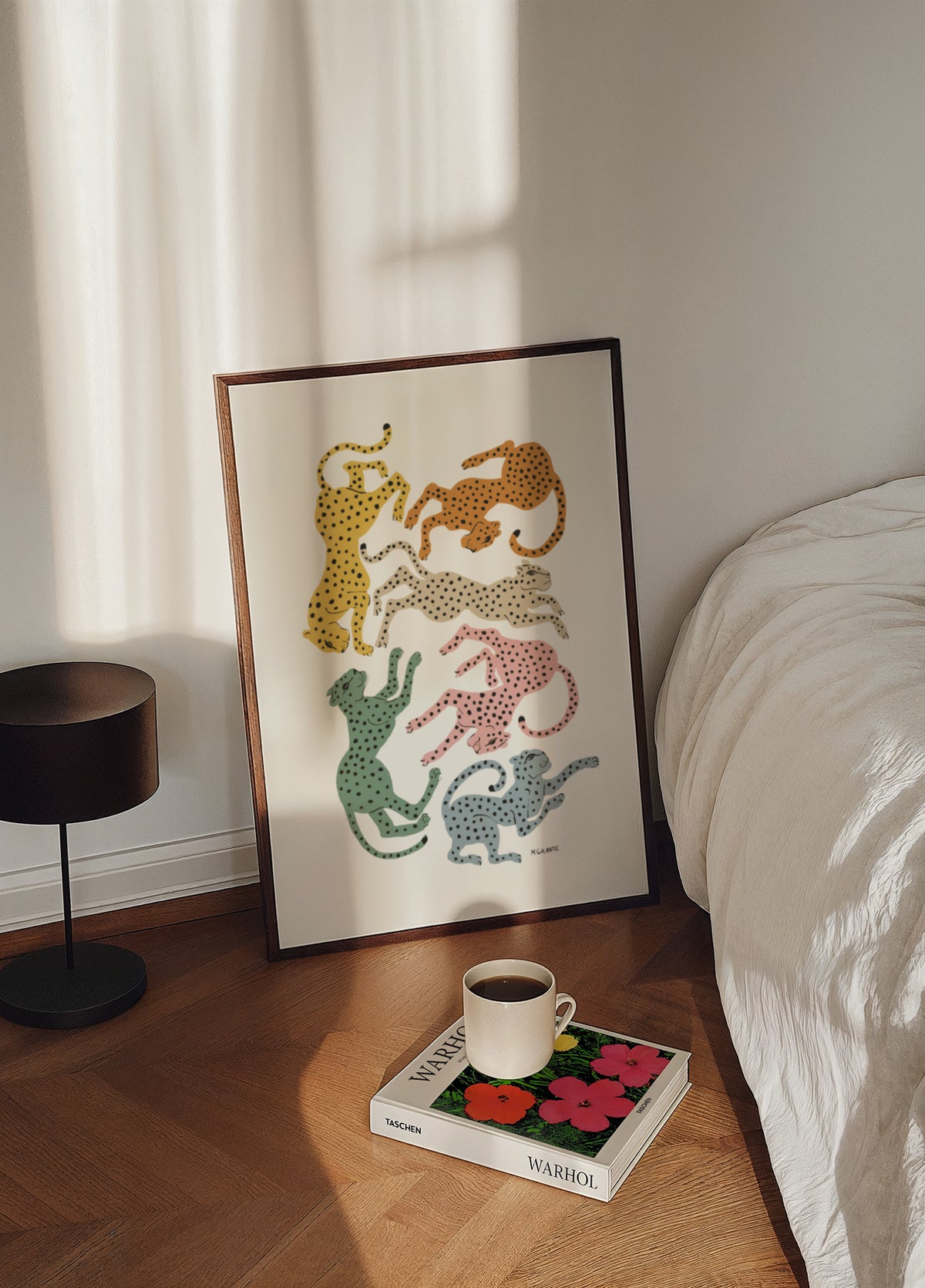 Kleurrijke dansende cheeta's