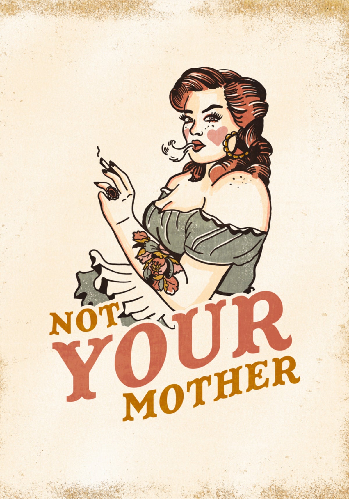 Niet je moeder rockabilly pin-up met brutale houding