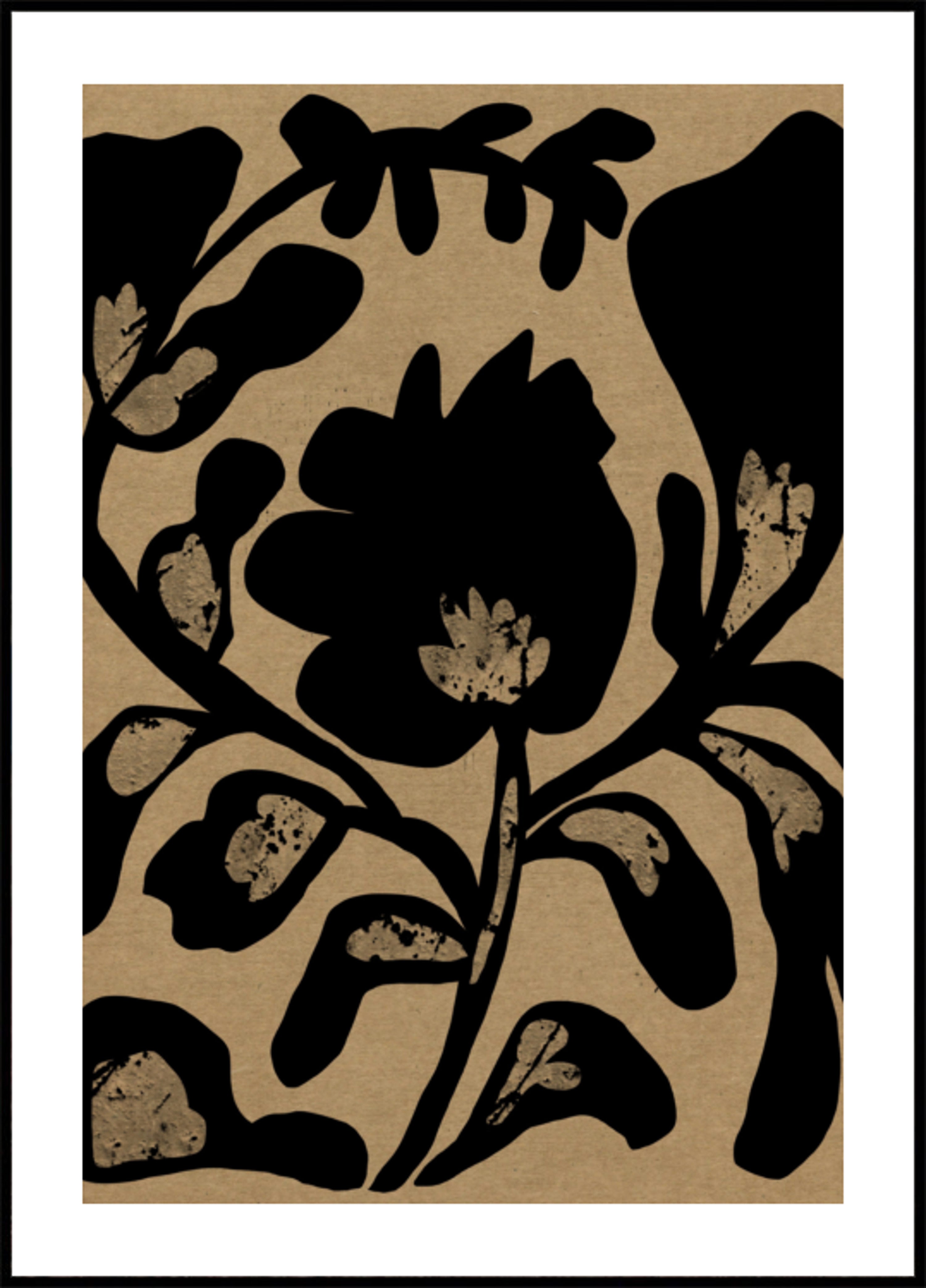 Zwart botanisch silhouet