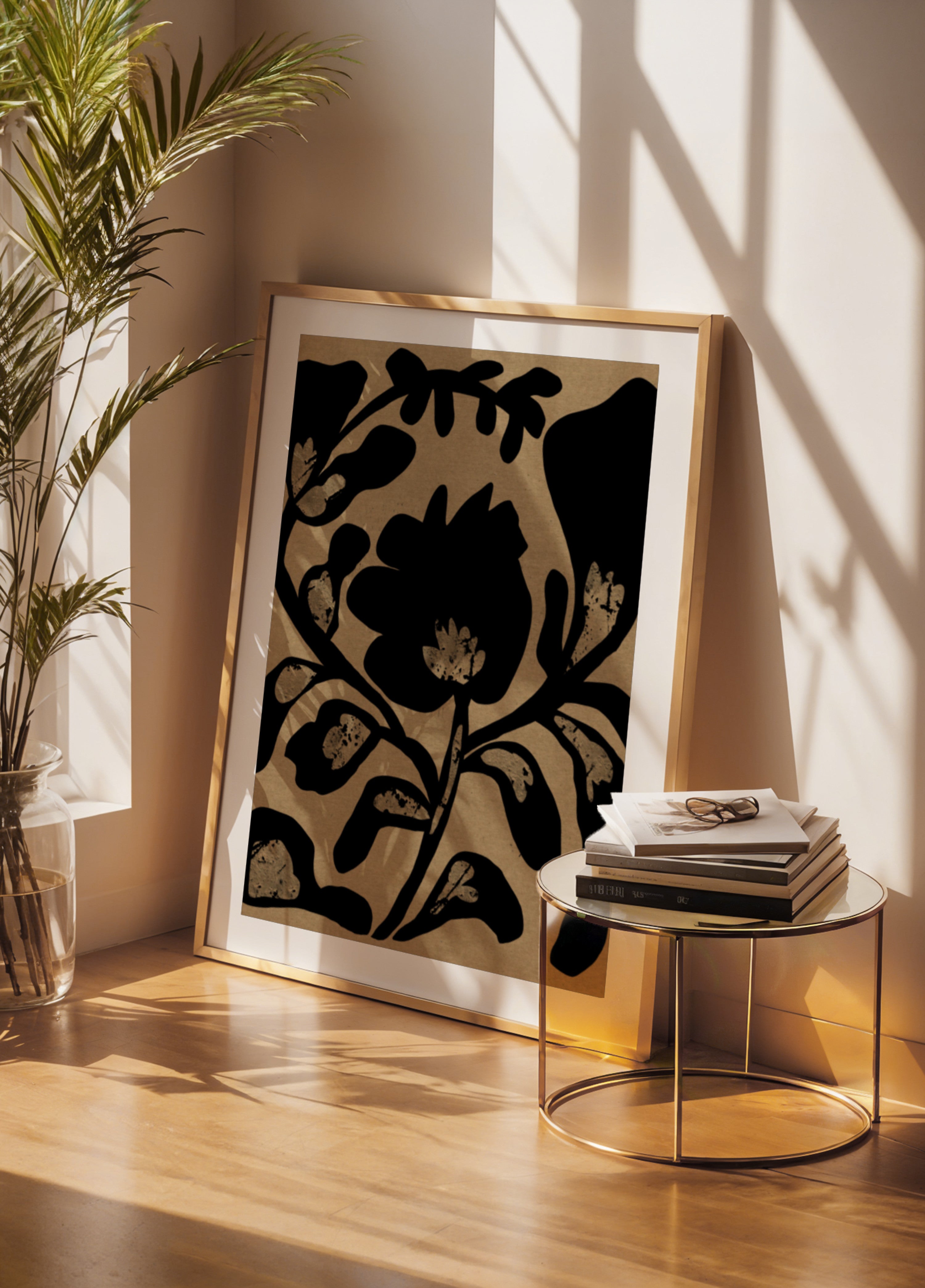Zwart botanisch silhouet