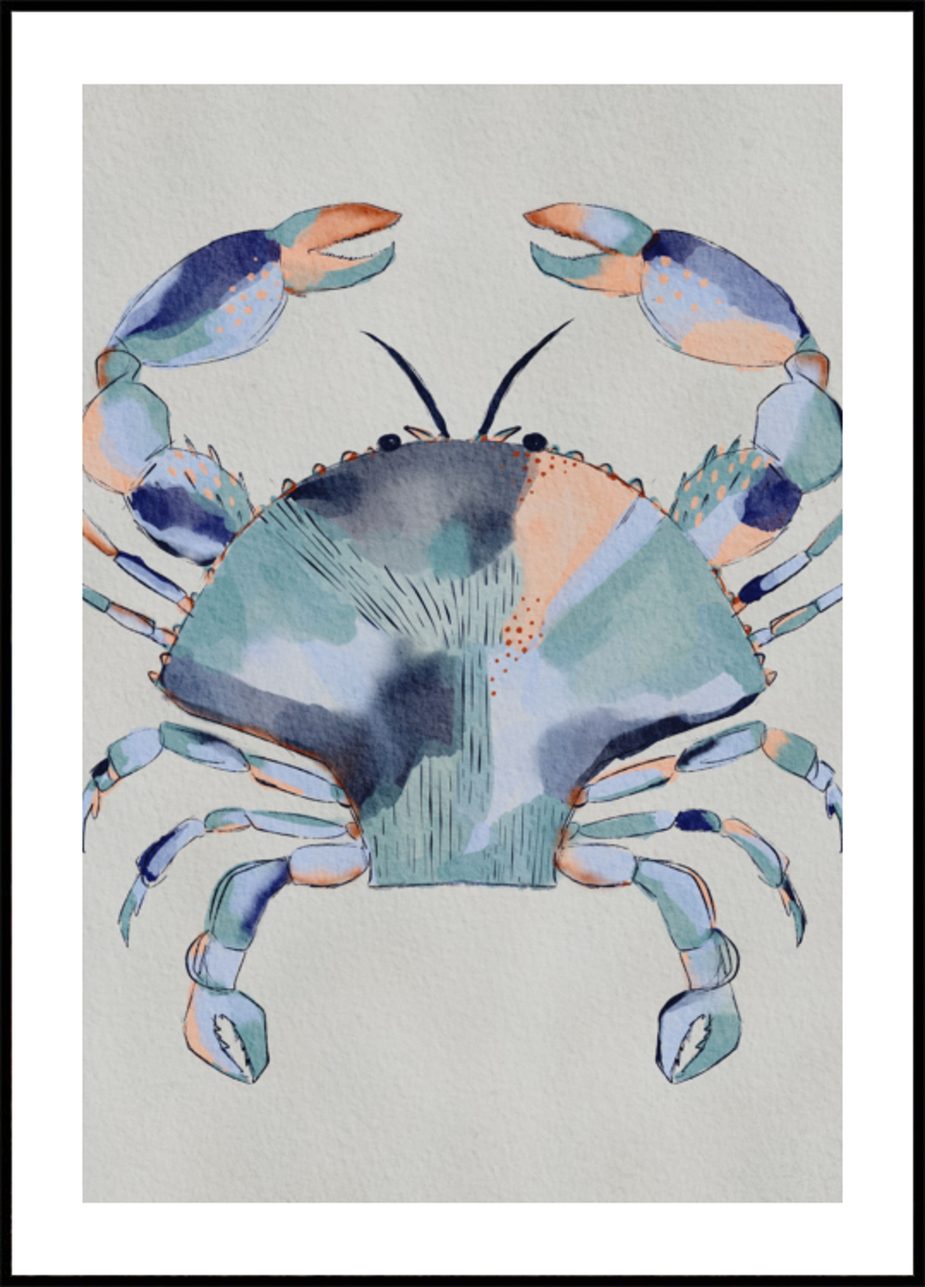 Kust blauwe krab schilderij