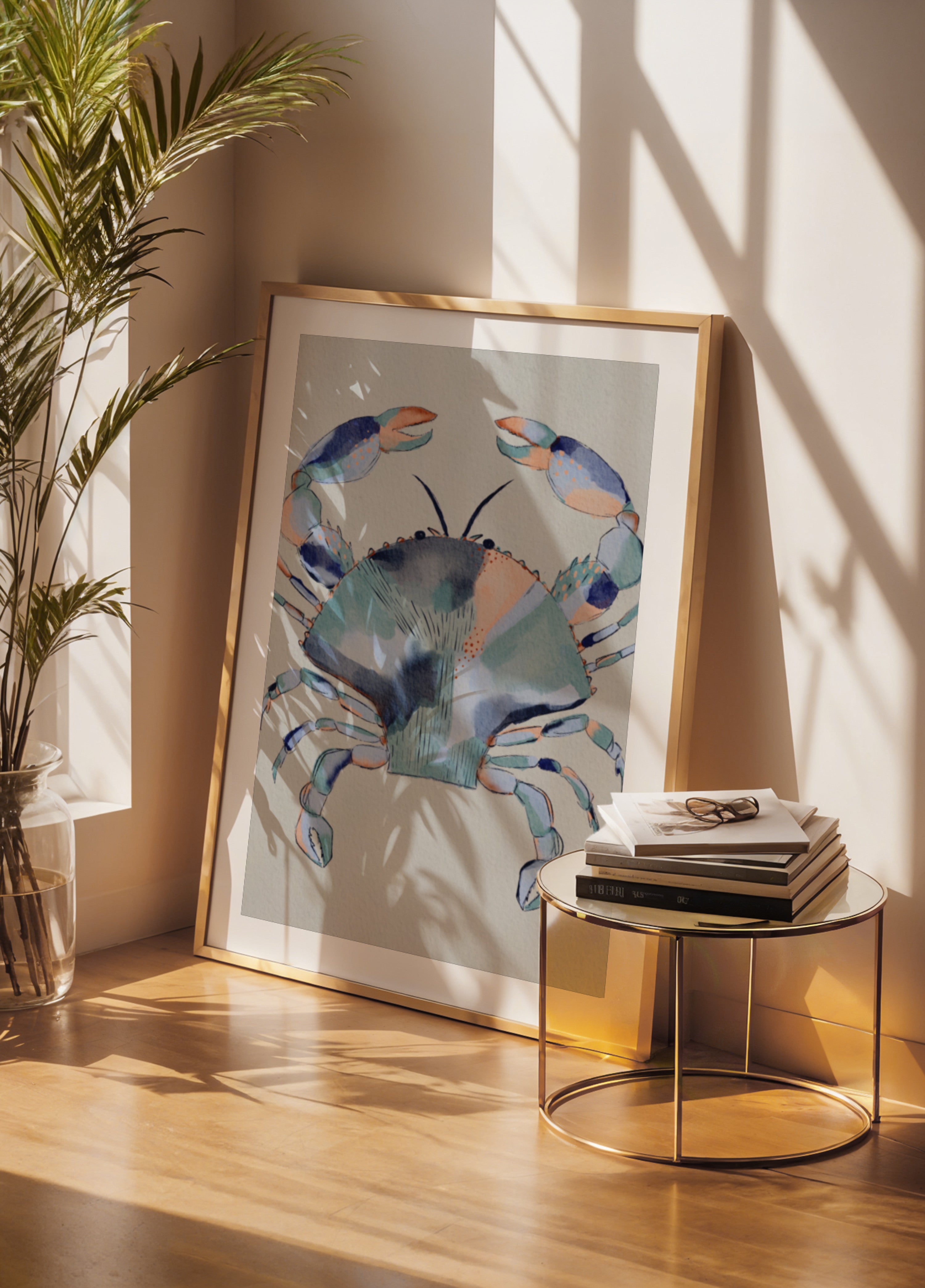 Kust blauwe krab schilderij