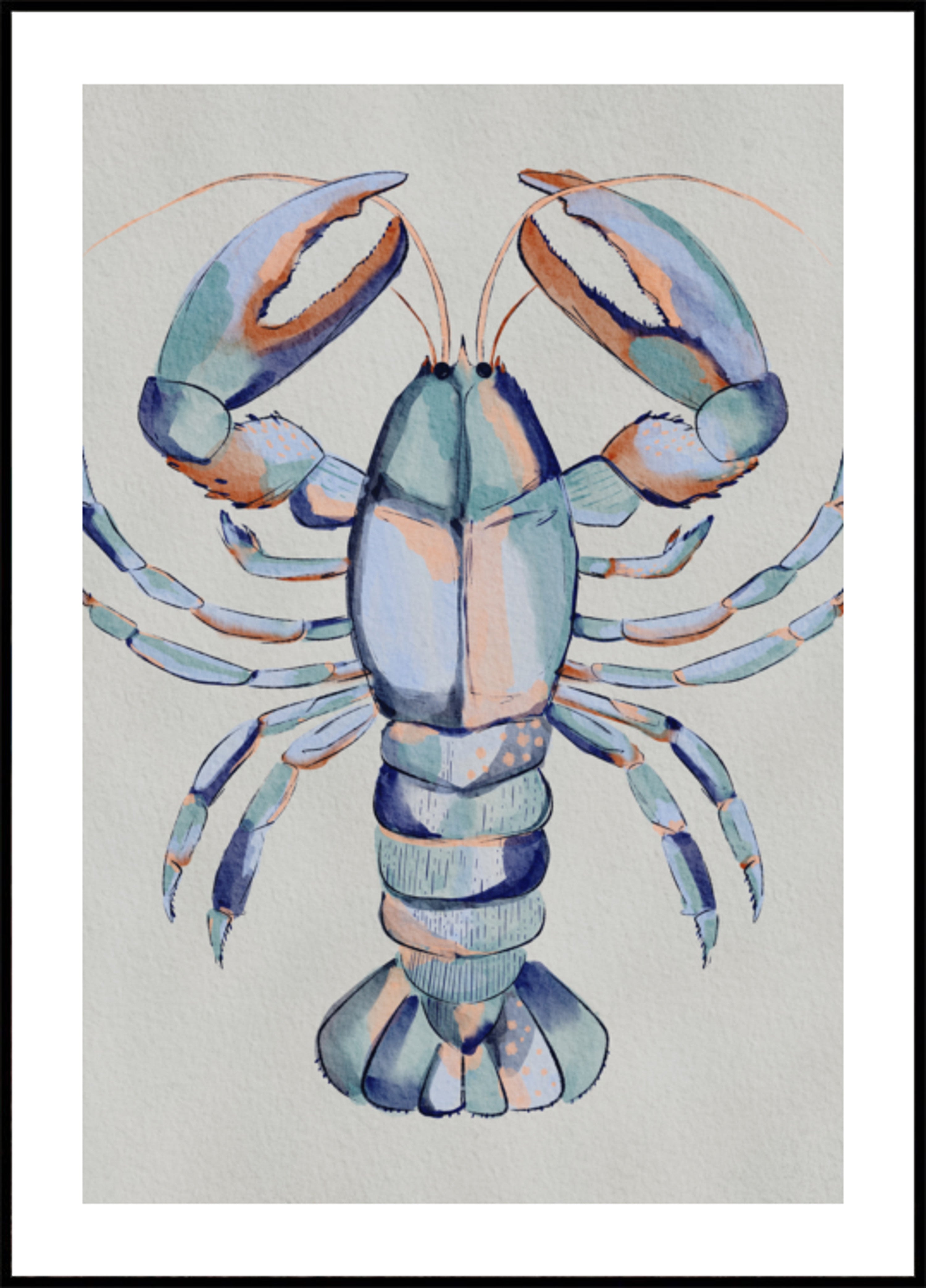 Aquarel blauwe kreeft