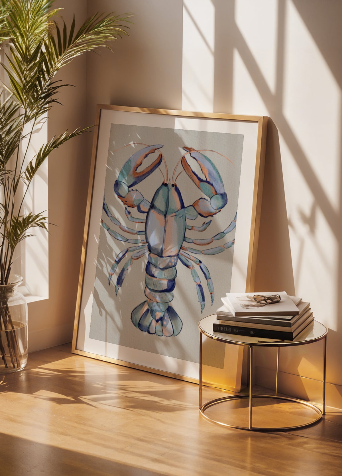 Aquarel blauwe kreeft