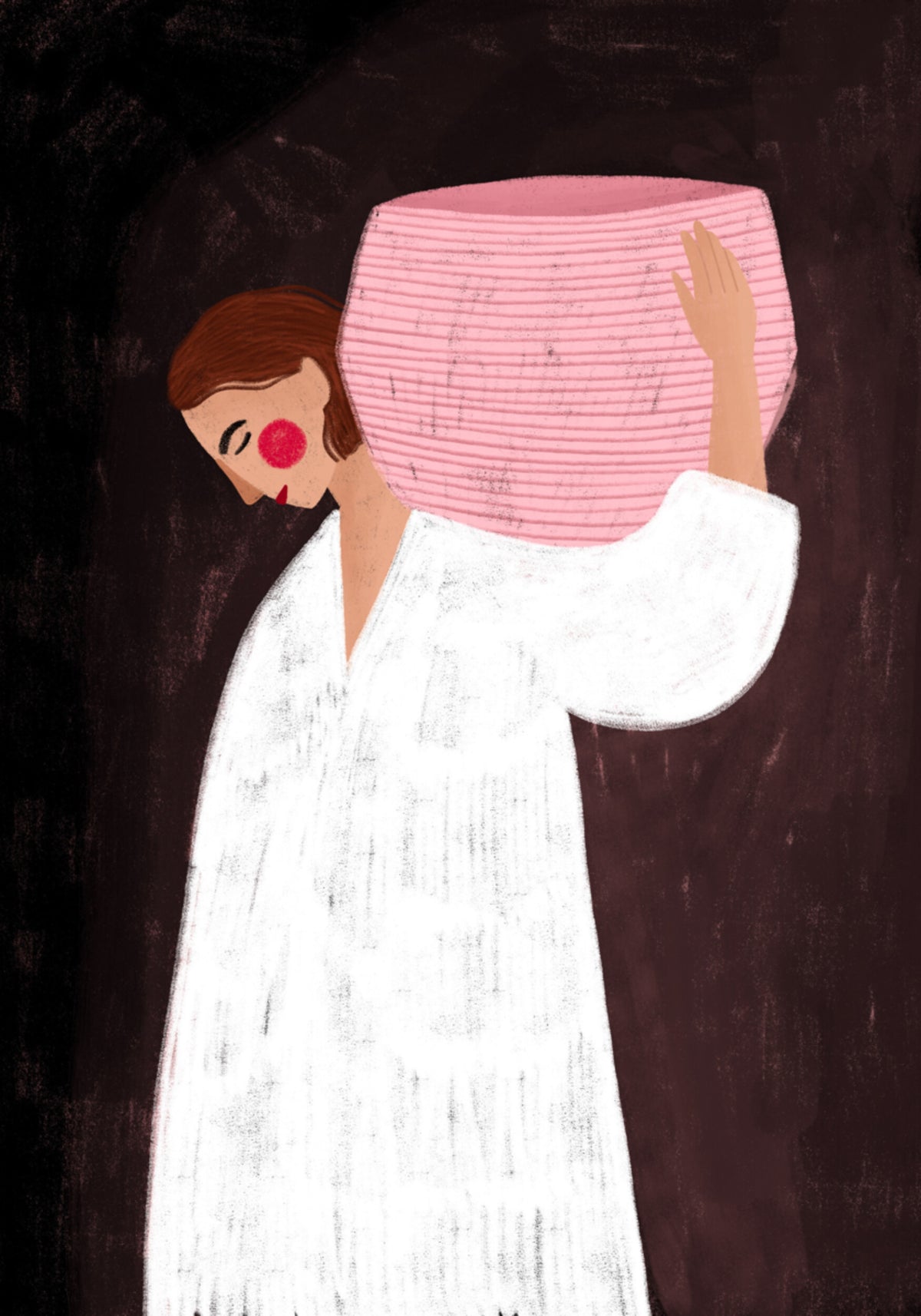 Rustige vrouw met mand