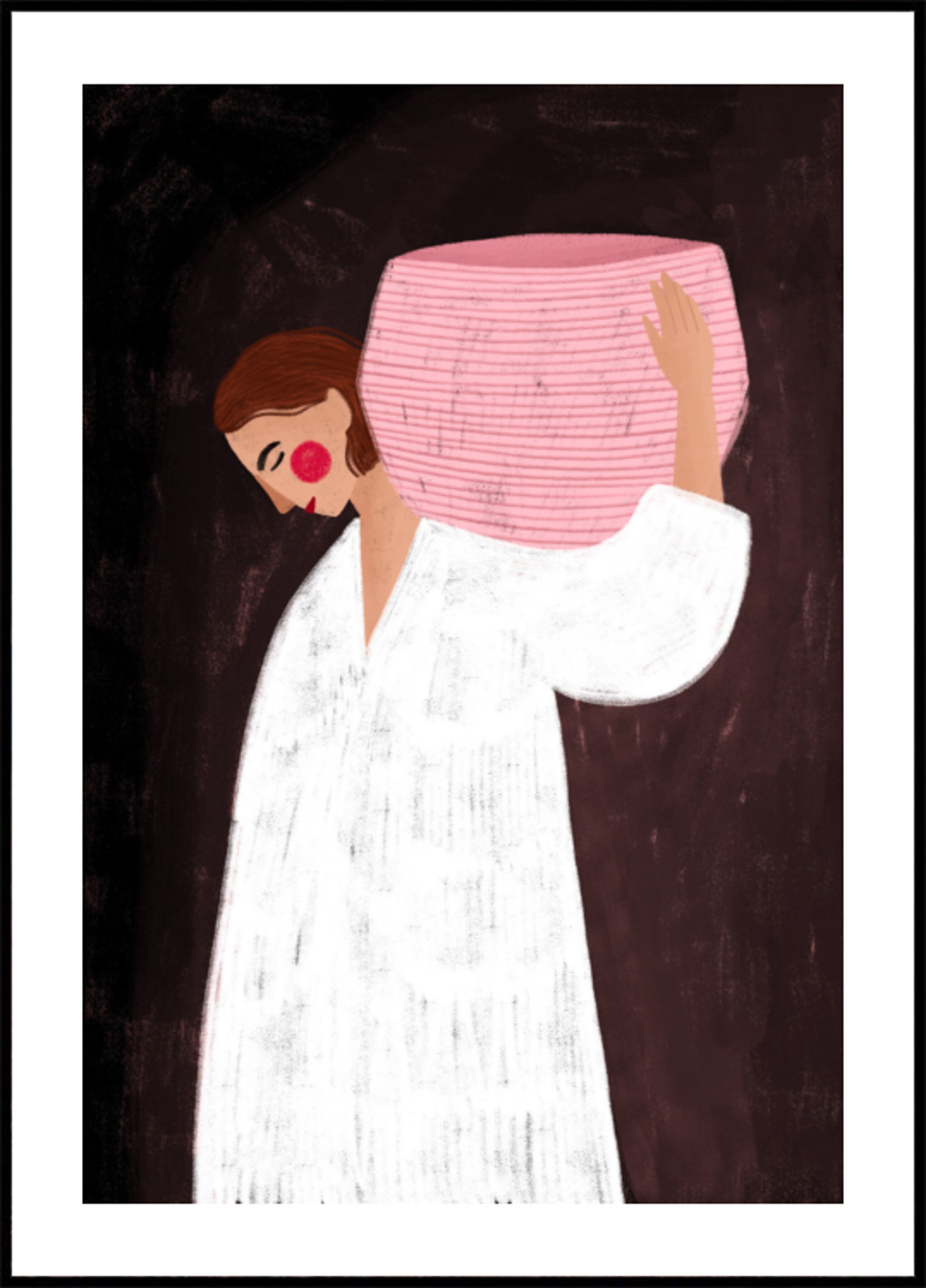 Rustige vrouw met mand